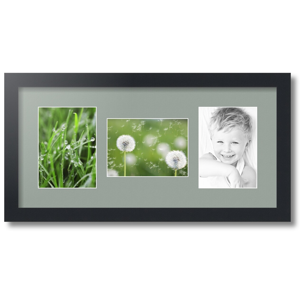 ArtToFrames Collage Photo Picture Frame with 3 - 5x7 inch Openings, Framed in Black with Over 62 Mat Color Options and Plexi Glass (CSM-3926-114)